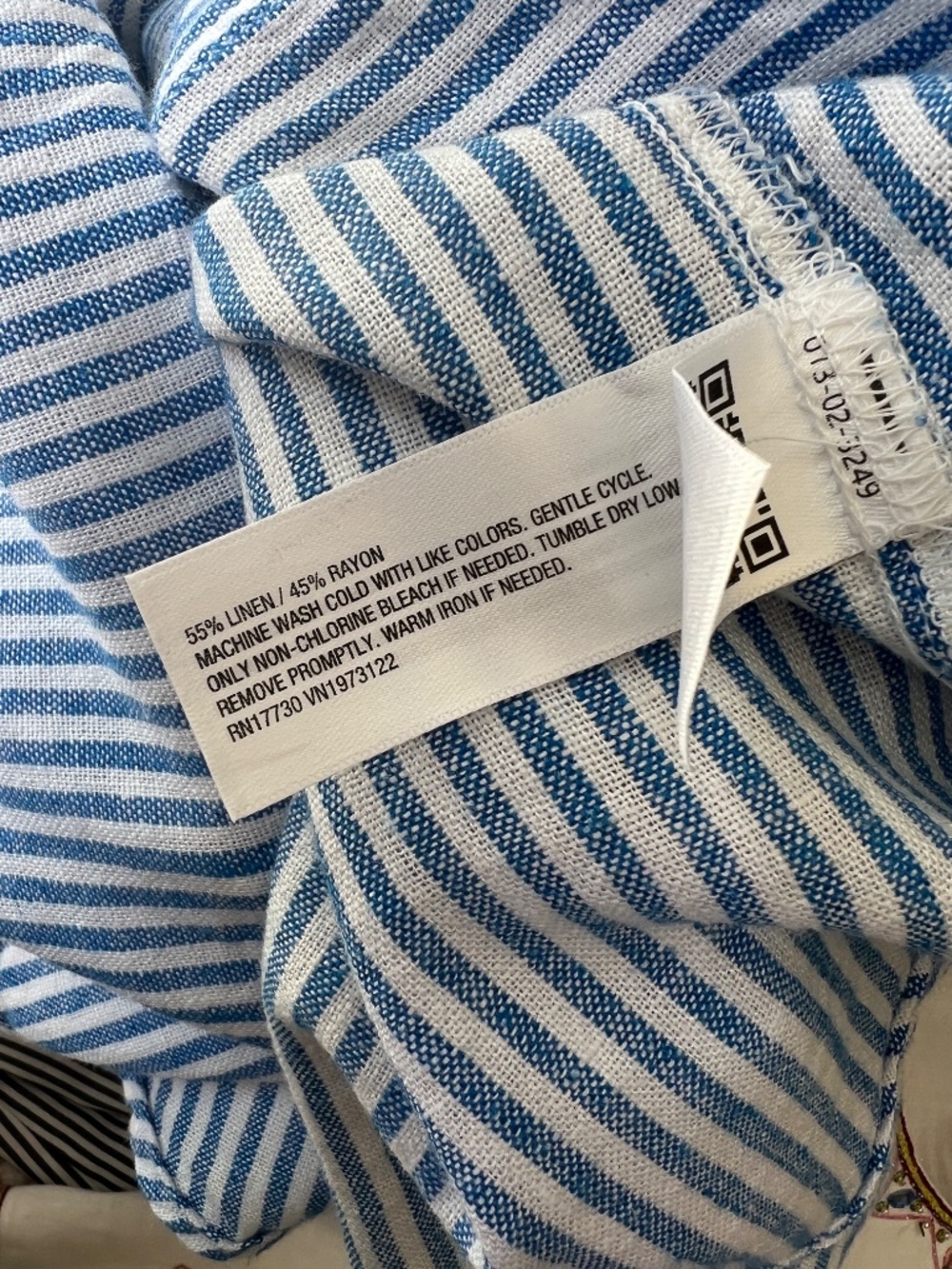 Universal Thread Blue & White Striped Linen Blend Short Sleeve Button Up Shirt M - Picture 4 of 4